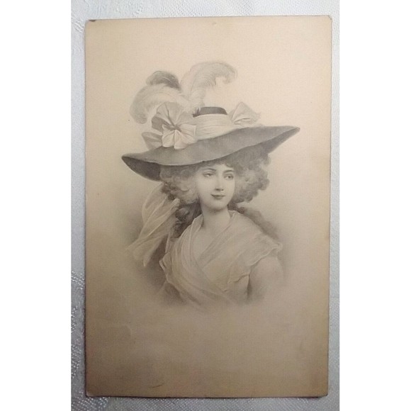 Vienna Austria  Ferrovia Post Card Victorian Woman Romantic Written Message FIRM - Picture 1 of 4